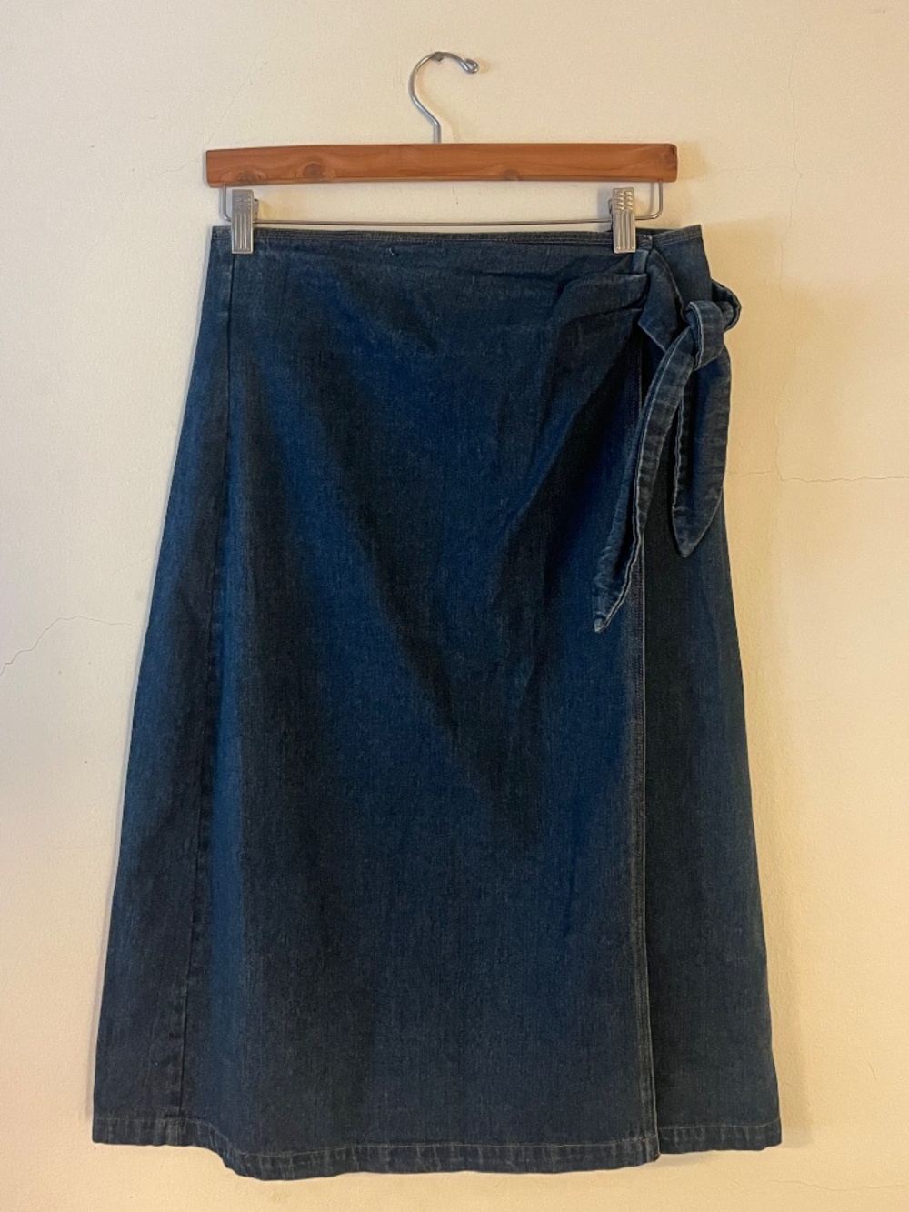 FRNCH Paris Denim Wrap Midi Skirt